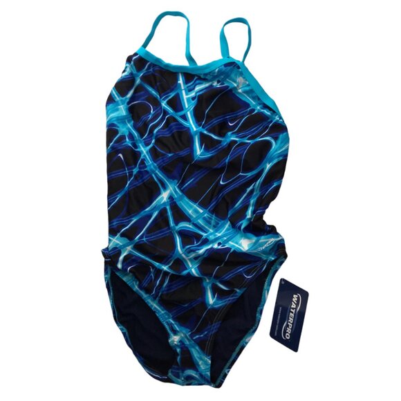New NWT Women's Swimsuit WATERPRO Size 38 Lightning Blue Thin Strap One Piece - Picture 8 of 9